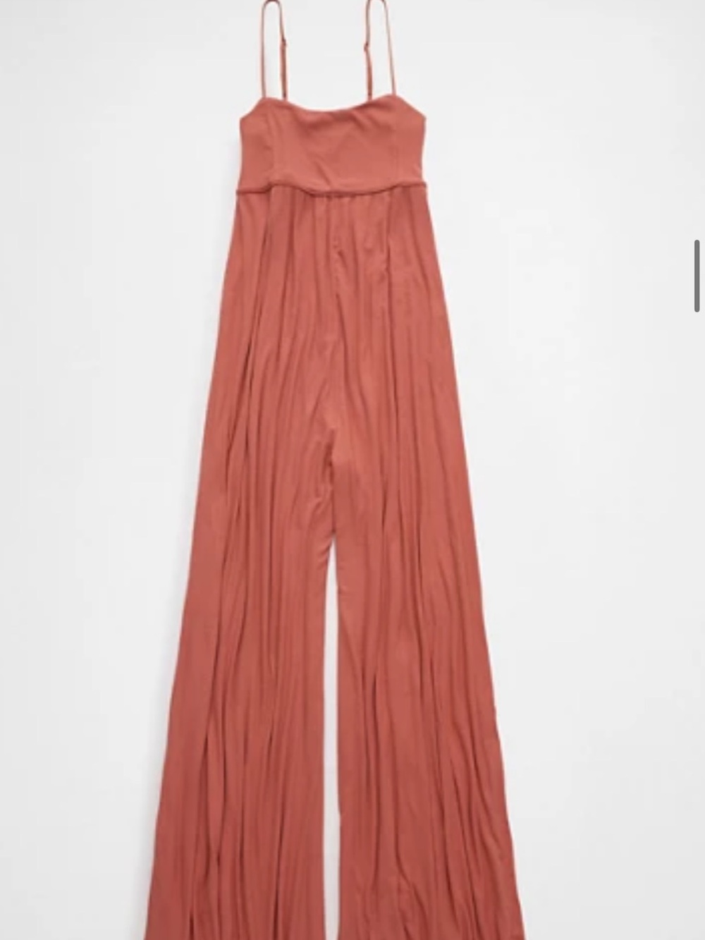 American Eagle Outfitters Rust-Tone Spaghetti-Strap Wide Leg Jumpsuit
